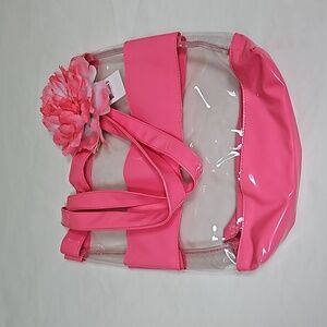 Pink and Clear Striped Bag